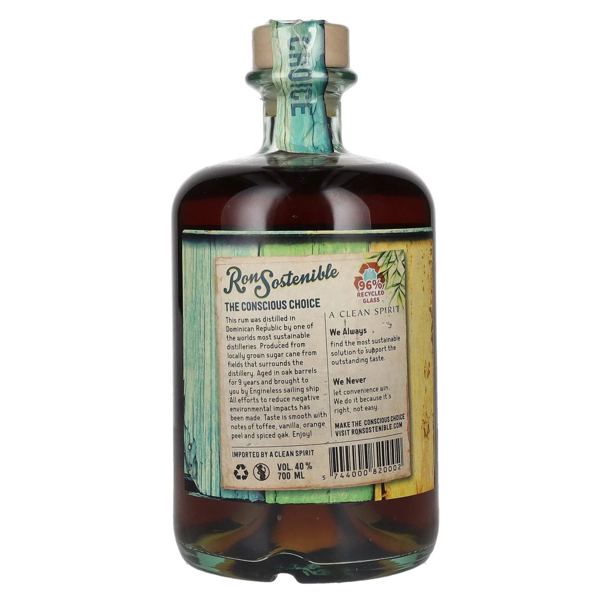 Ron Sostenible 8 Years Old The Conscious Choice Rum 40% vol. 0,7 l