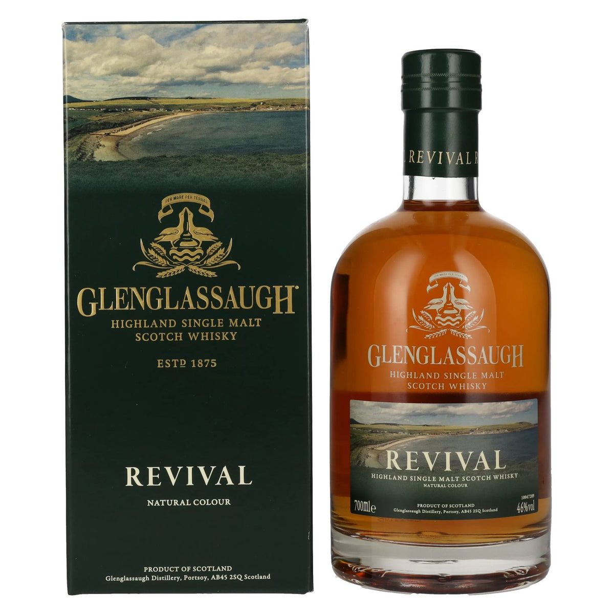 Whisky écossais single malt des Highlands Glenglassaugh REVIVAL, 46 % vol., 0,7 l, dans un coffret cadeau