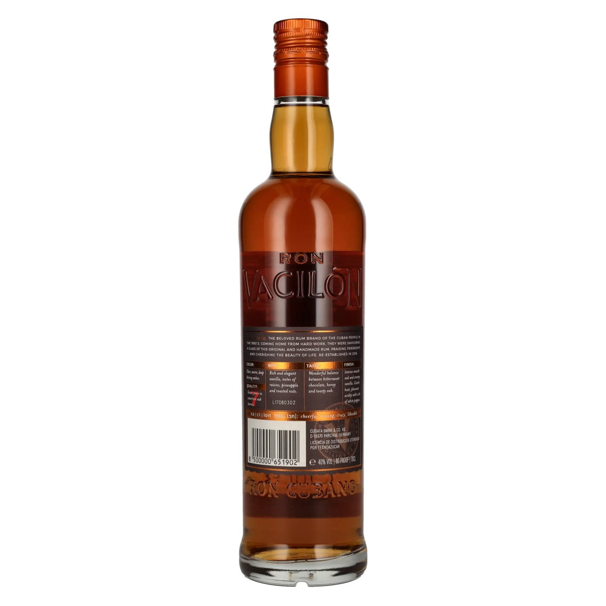 Ron Vacilón TRADICIONAL Añejo 7 ans 40 % vol. 0,7 l