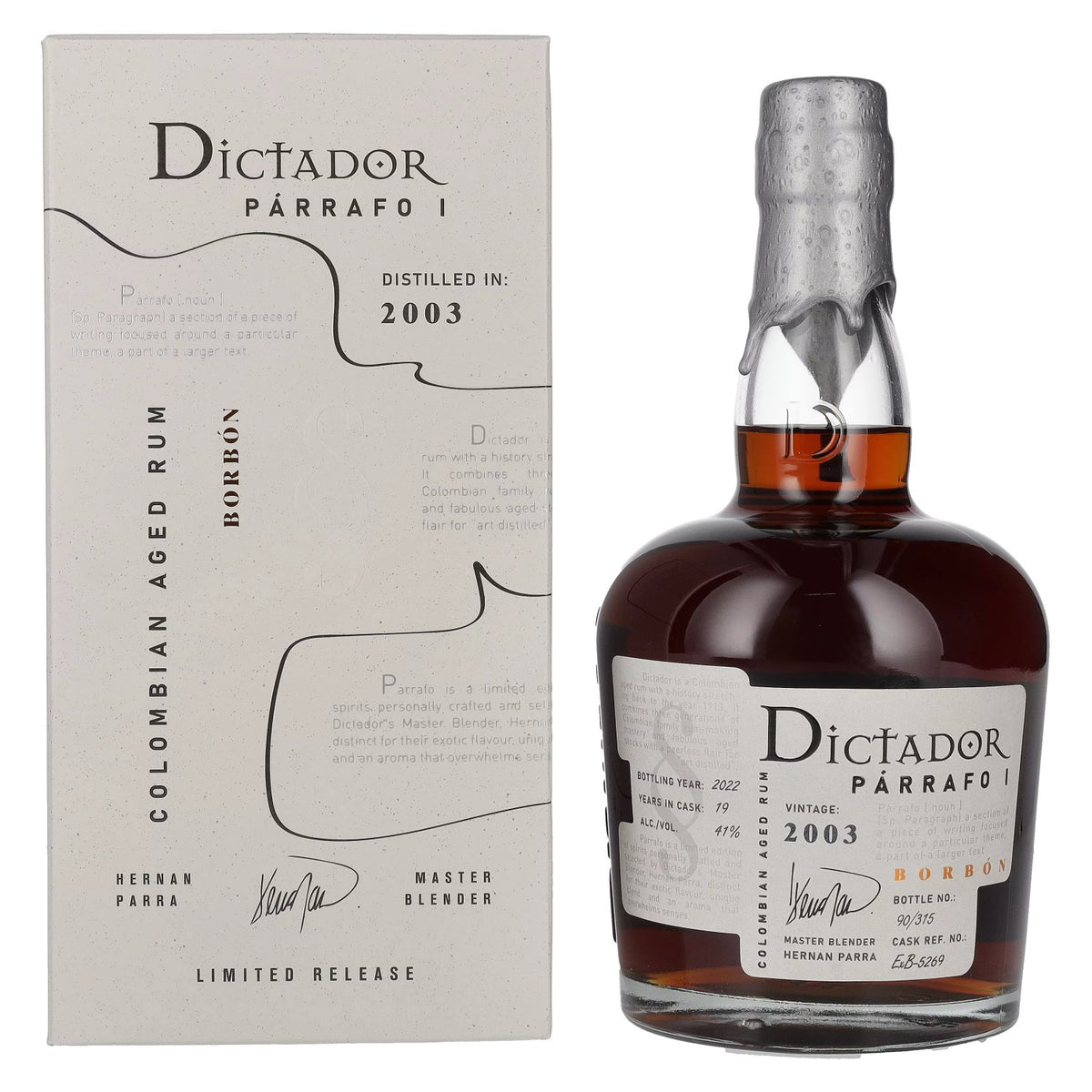 Dictador PÁRRAFO I 19 Years Old BORBÓN Vintage 2003 41% Vol. 0.7l in a gift box