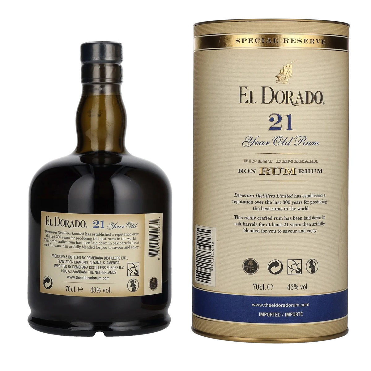 El Dorado 21 Years Old Finest Demerara Rum SPECIAL RESERVE 43% vol. 0,7 l in geschenkverpakking