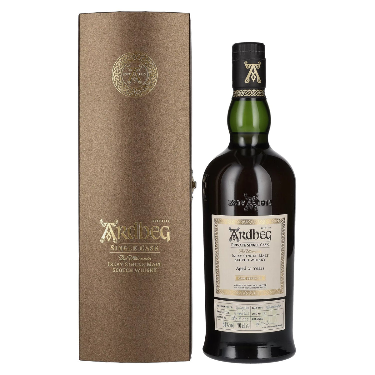 Ardbeg 21 Years Old The Ultimate Private Single Cask Whisky 51% vol. 0,7l en coffret cadeau