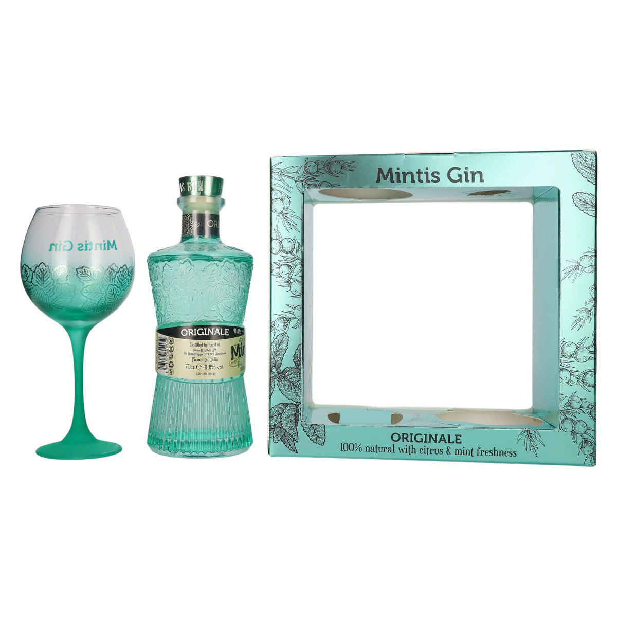 Mintis ORIGINALE Gin 41,8% vol. 0,7 l in geschenkverpakking met glas