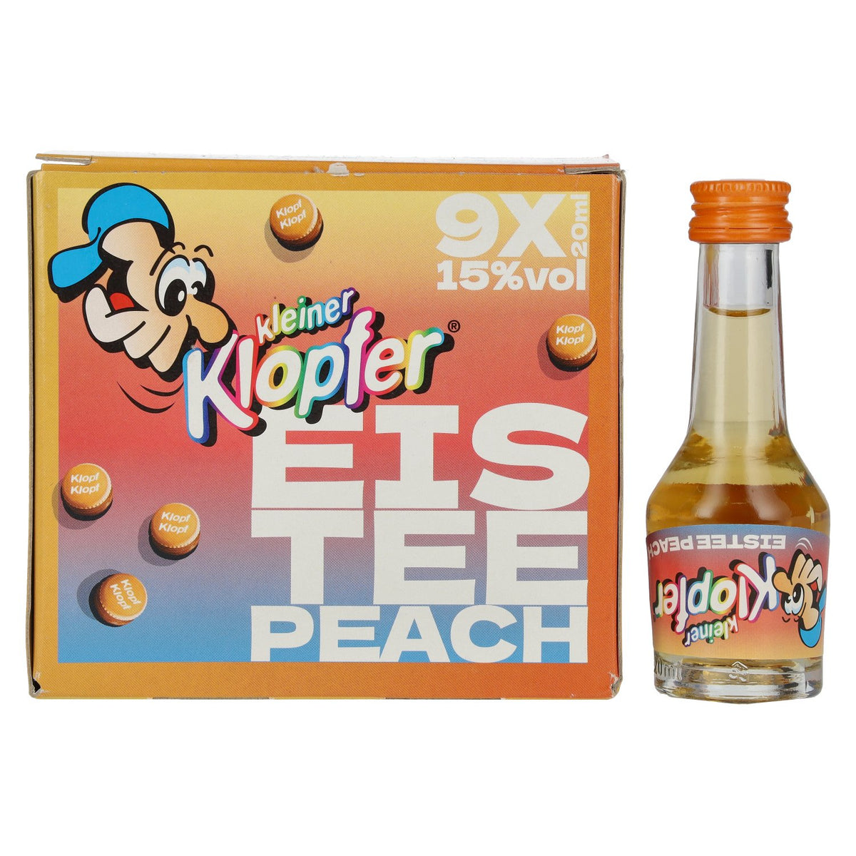 Kleiner Klopfer, thé glacé à la pêche, 15 % vol., 9 x 0,02 l