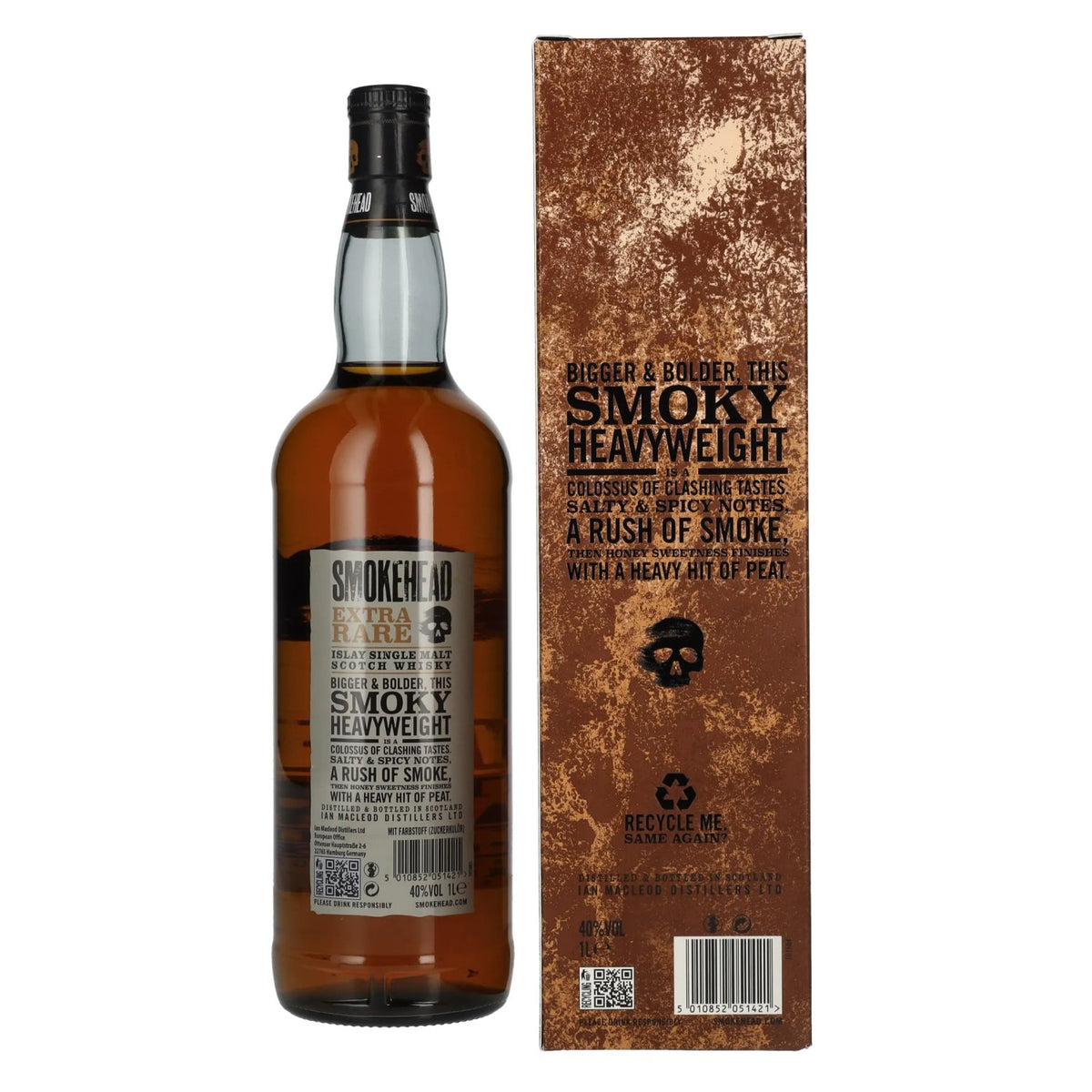 Smokehead EXTRA RARE Islay Single Malt Scotch Whisky Gold Design 40% Vol. 1l in Geschenkbox