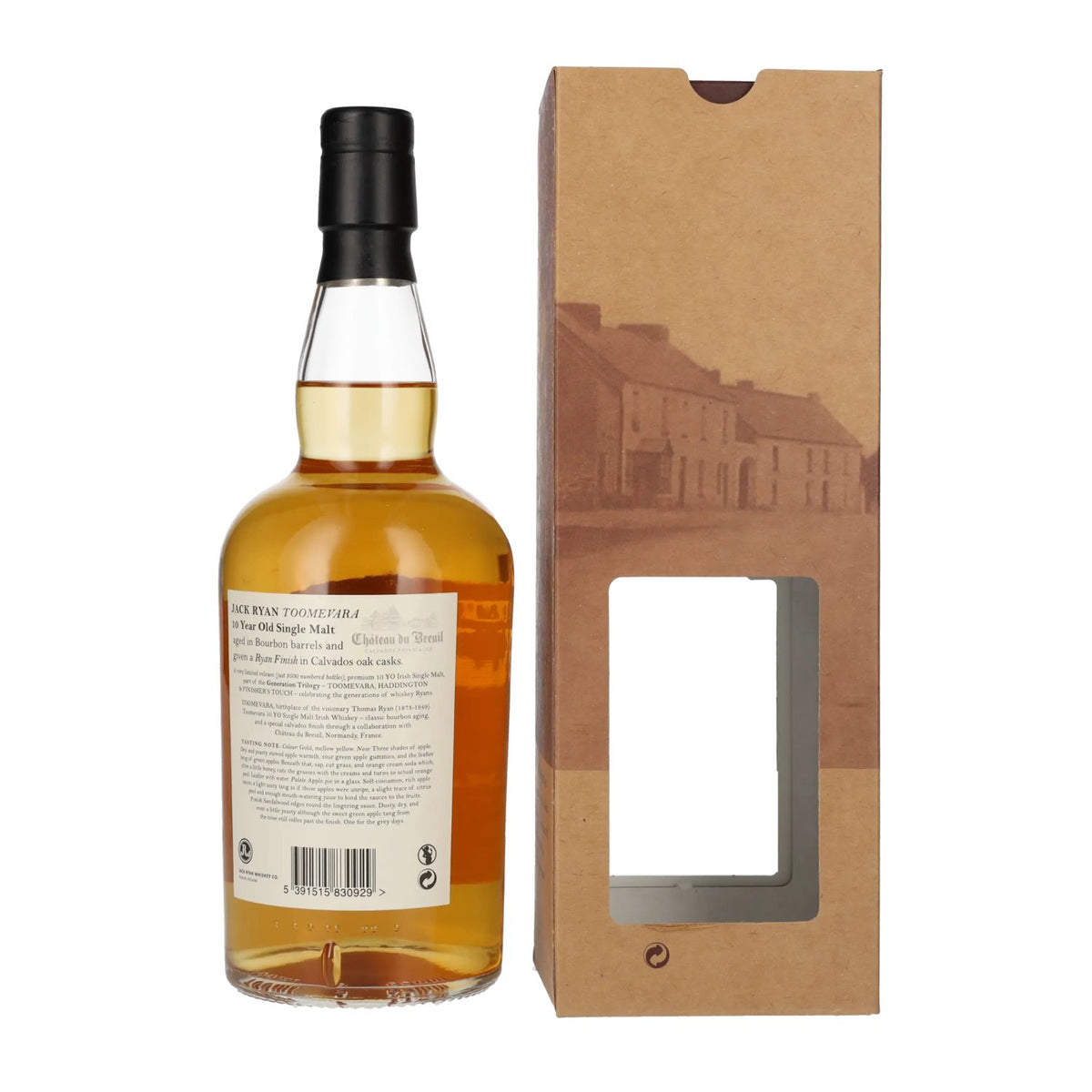 Jack Ryan TOOMEVARA, whisky irlandais single malt de 10 ans d'âge, finition au calvados, 46 % vol., 0,7 l, dans un coffret cadeau