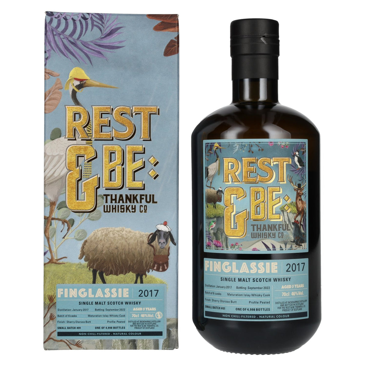 Rest & Be Thankful Finglassie 5 Years Old Single Malt 2017 46% Vol. 0,7l in Geschenkbox