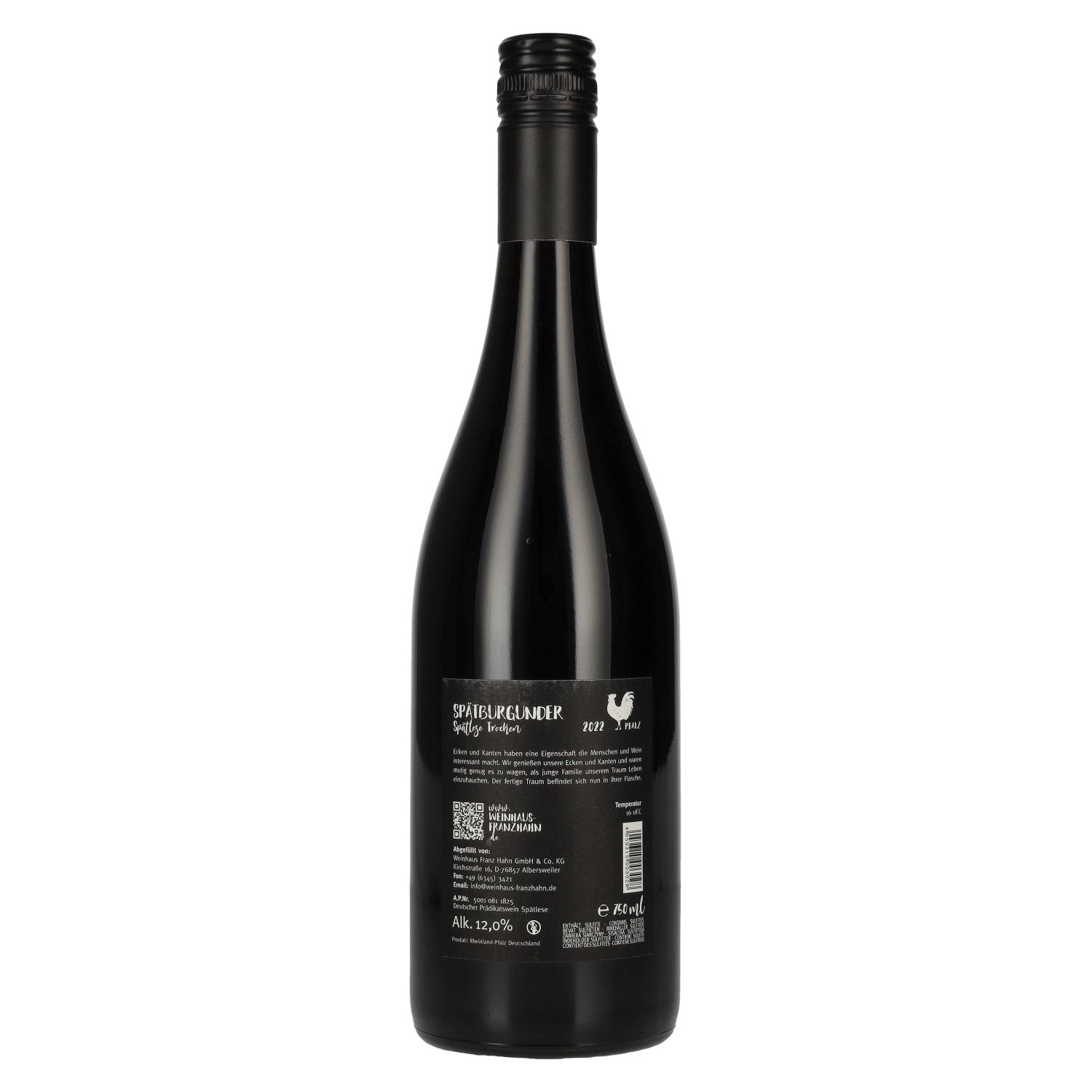 Franz Hahn Spätburgunder 2022 12% Vol. 0,75l