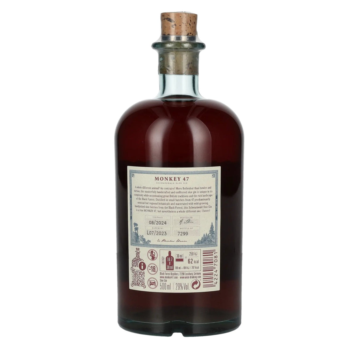 Monkey 47 Black Forest Sloe Gin 29% ABV 0.5 l