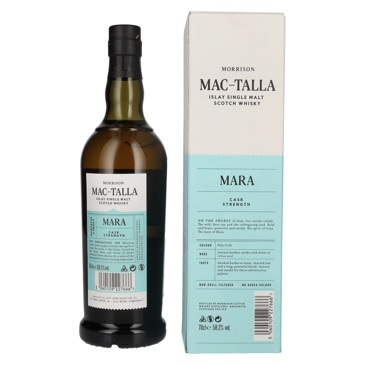 Mac-Talla Morrison MARA, whisky single malt d'Islay à la force du fût, 58,2 % vol., 0,7 l, dans un coffret cadeau
