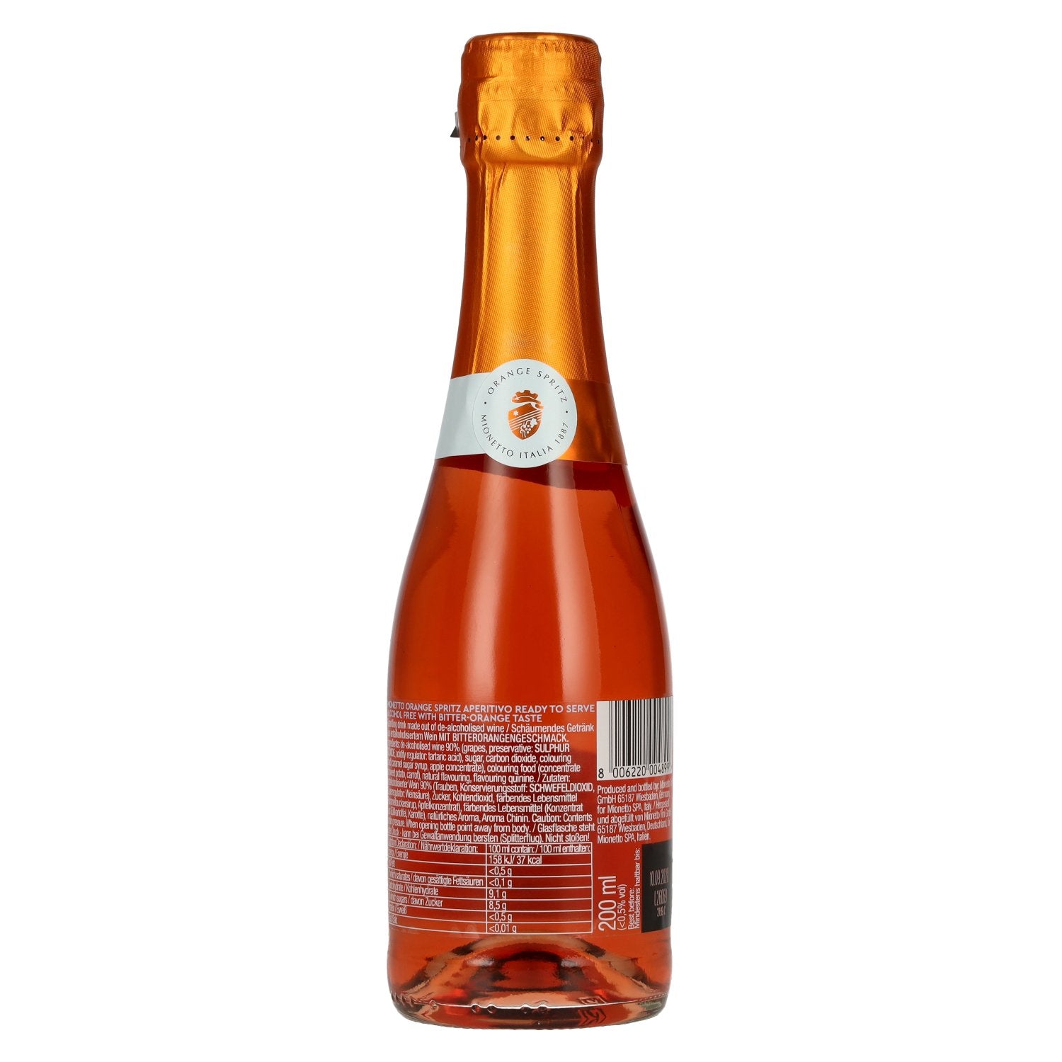 Mionetto Sinaasappel Spritz Aperitivo Alcoholvrij Kant-en-klaar 0,2l