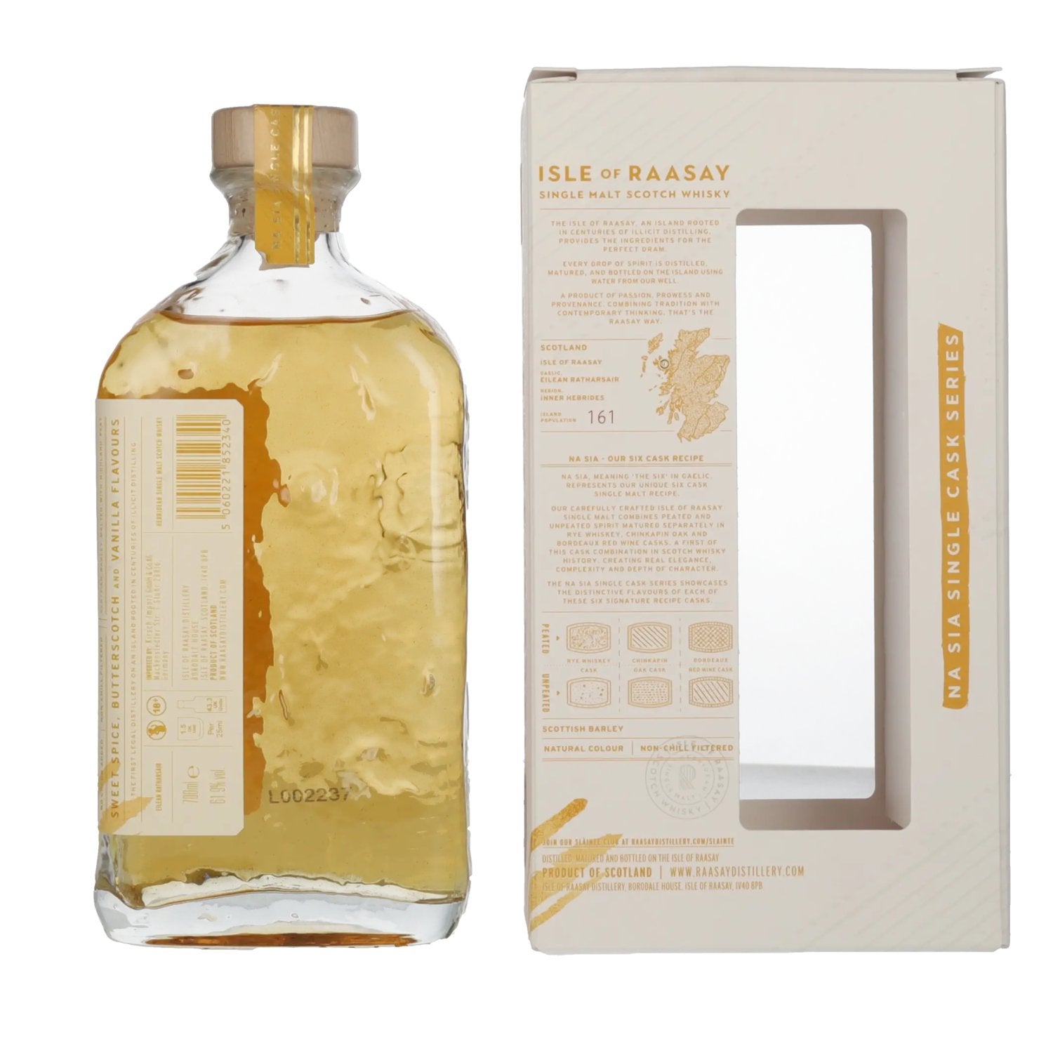 Isle of RAASAY 5 Years Old Rye Cask Single Malt 61,9% Vol. 0,7l en boîte cadeau