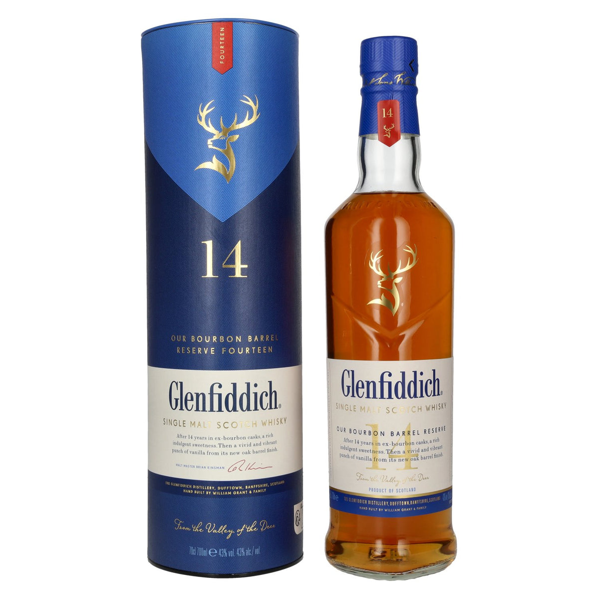 Glenfiddich 14 Years Old OUR BOURBON BARREL RESERVE 43% vol. 0,7 l in geschenkverpakking