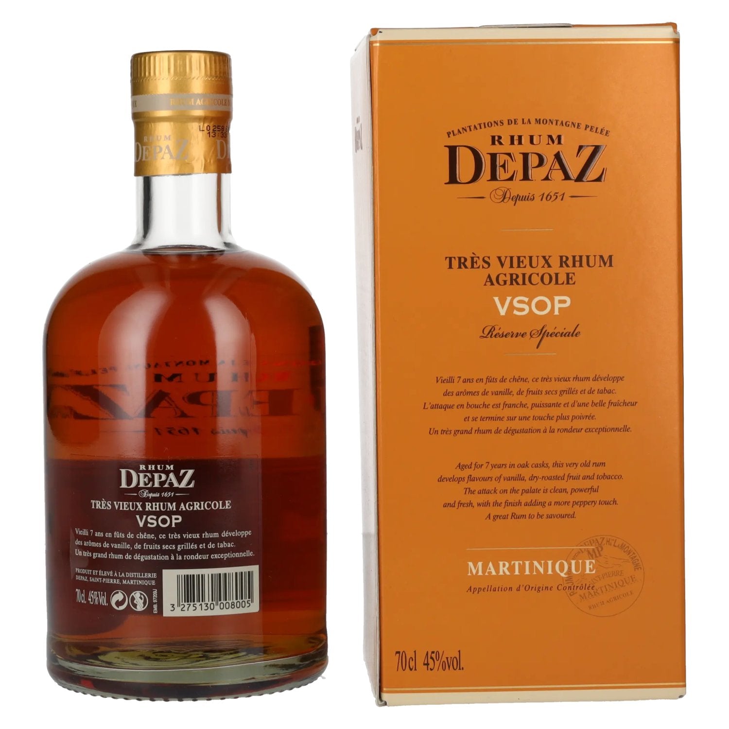 Depaz Rhum Très Agricole Vieux VSOP 45% Vol. 0,7l in Geschenkbox