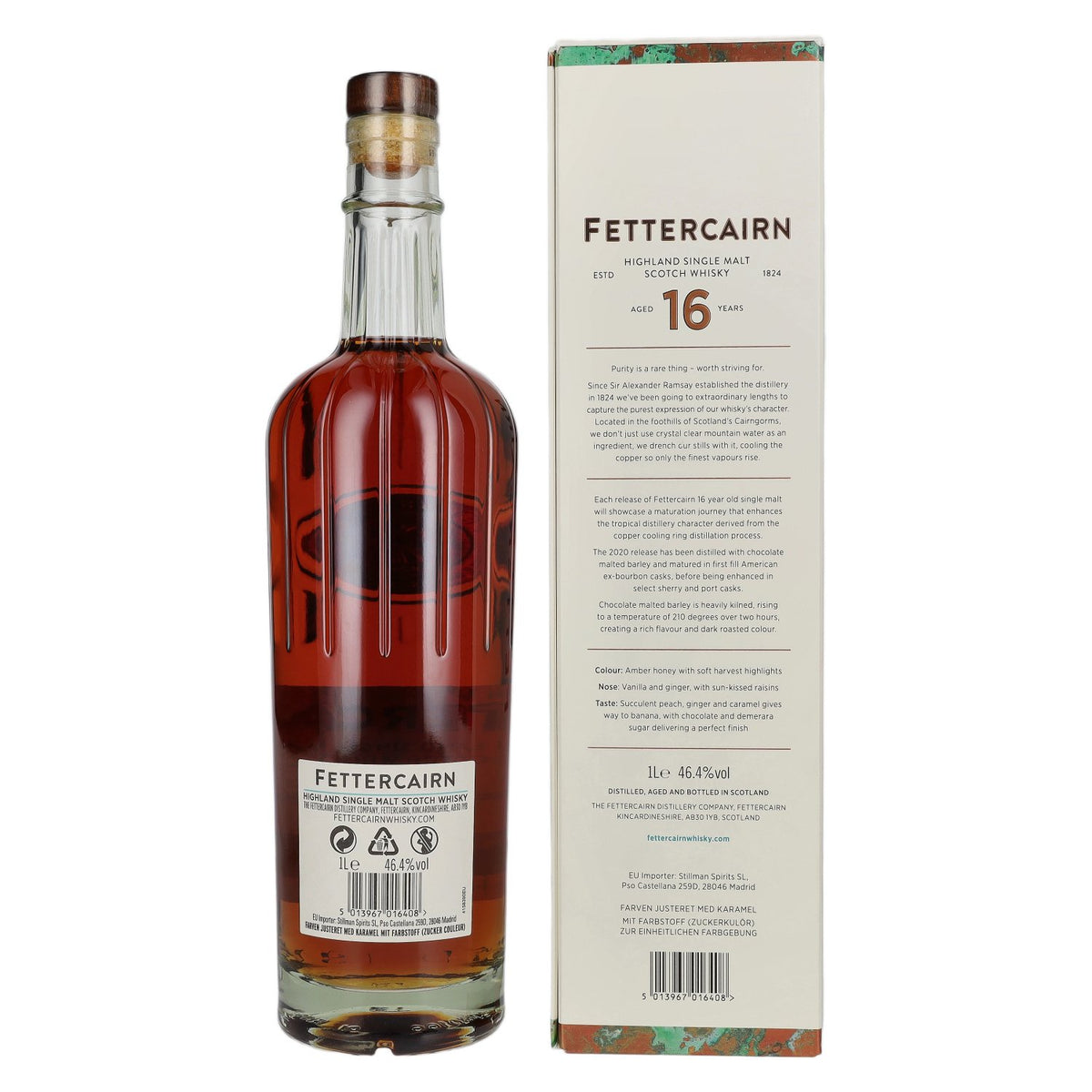Fettercairn Whisky single malt des Highlands 16 ans d'âge, 46,4 % vol., 1 l, dans un coffret cadeau