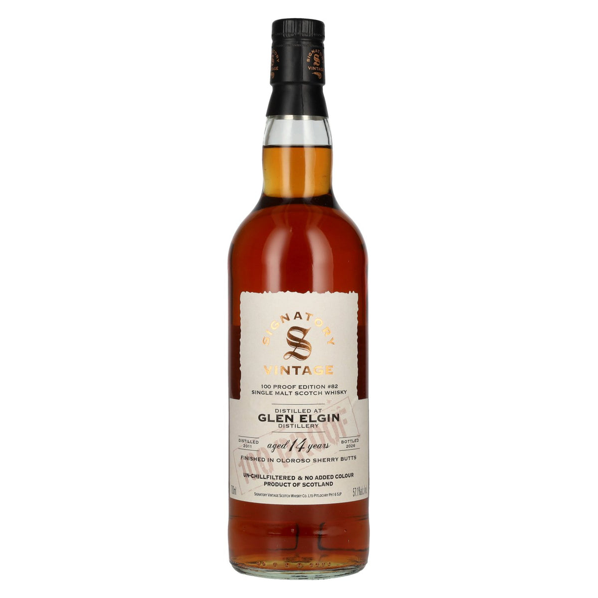 Signatory Vintage 100 Proof Edition GLEN ELGIN 14 Years Old Single Malt #82 2011 57,1% Vol. 0,7l