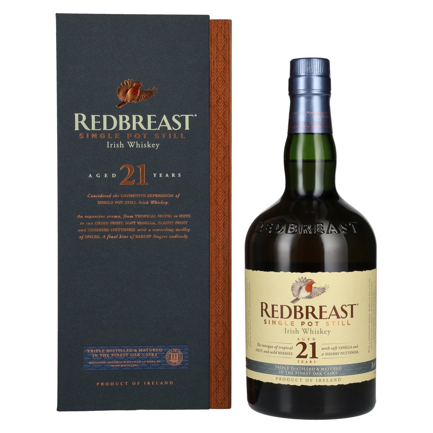 Redbreast 21 Years Old Single Pot Still Irish Whiskey 46% Vol. 0,7l dans une caisse en bois