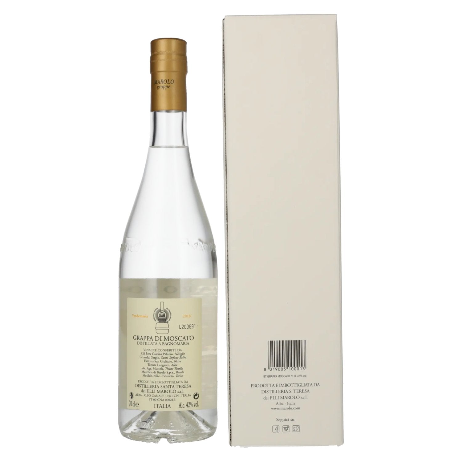 Marolo Grappa di MOSCATO 42% Vol. 0,7l in gift box