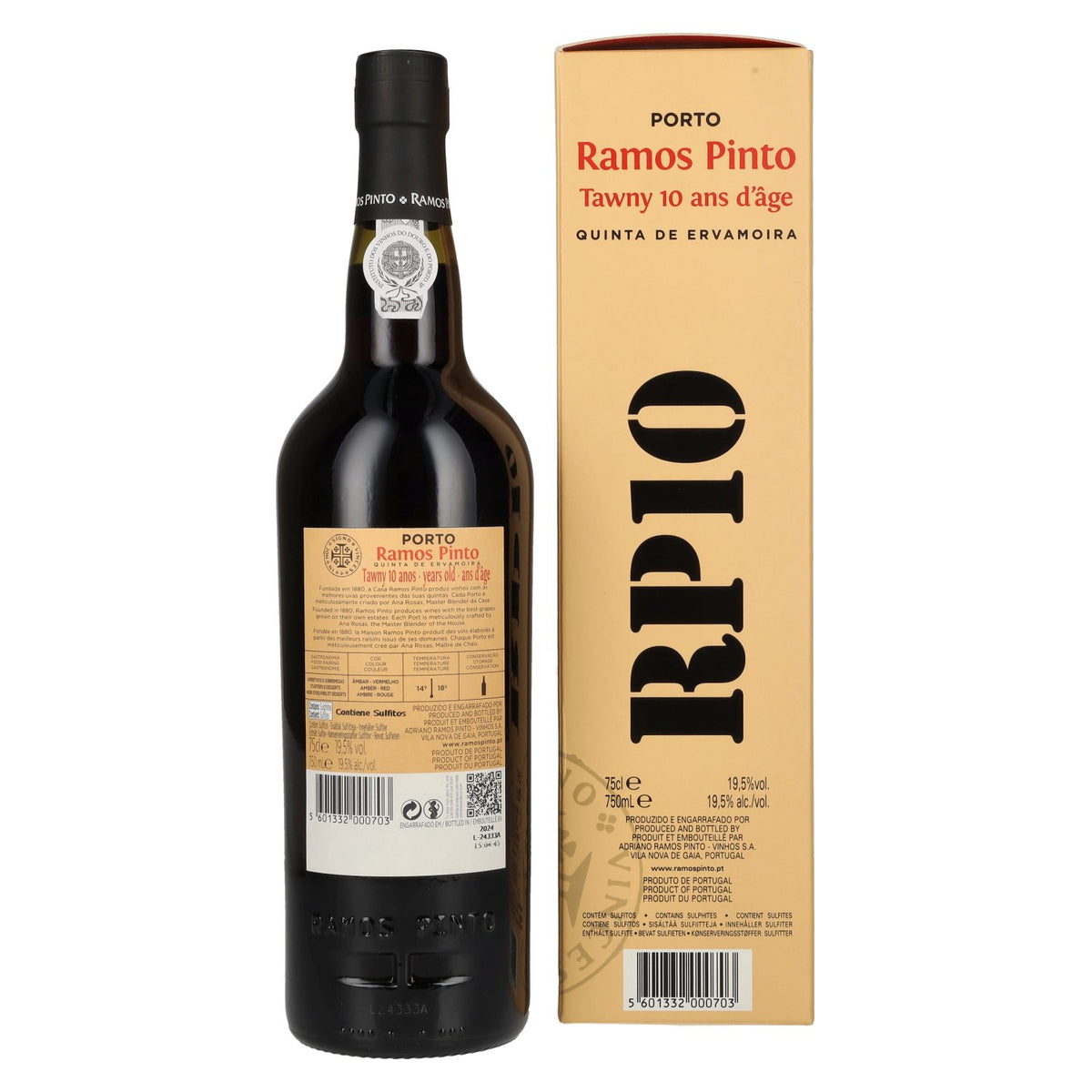 Ramos Pinto Quinta da Ervamoira Tawny 10 Jaar Oud 19,5% Vol. 0,75l in geschenkverpakking