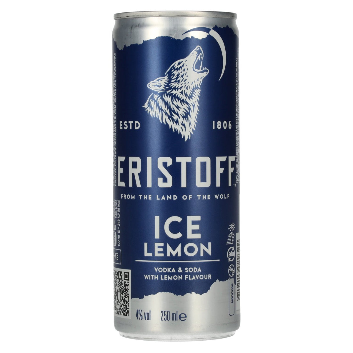 Eristoff Ice Lemon 4% vol. Blikje van 0,25 l, statiegeld