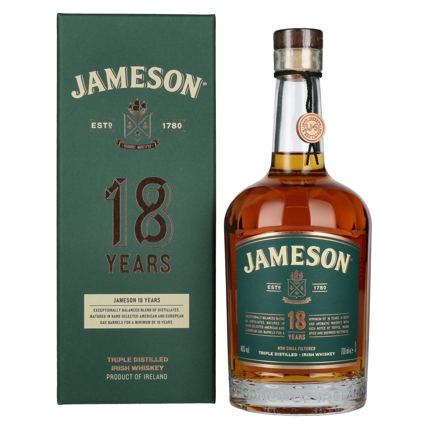 Jameson 18 Years Old Triple Distilled Irish Whiskey 46% Vol. 0,7l in gift box