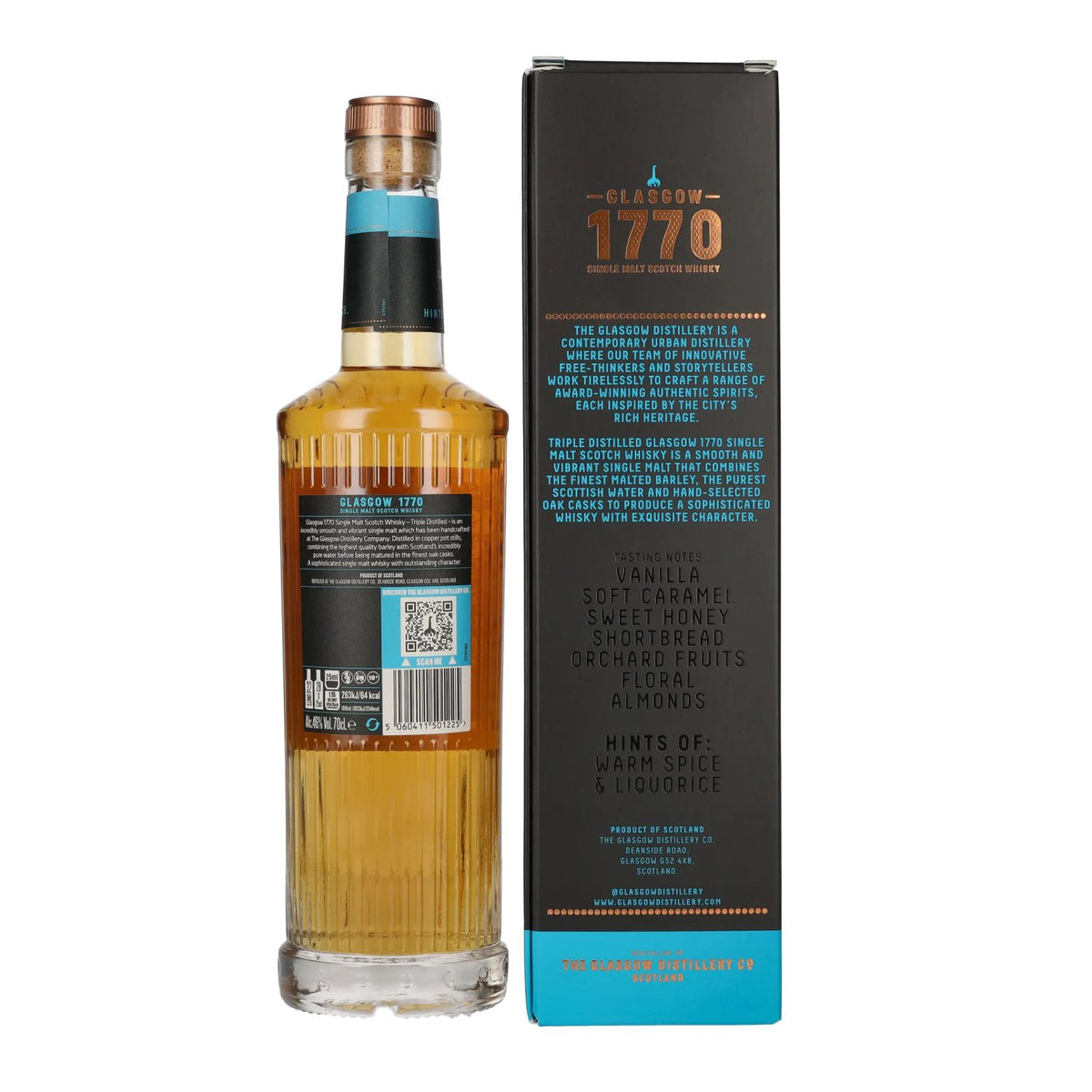 Glasgow 1770 TRIPLE DISTILLED Smooth & Vibrant 46% Vol. 0,7l in Geschenkbox