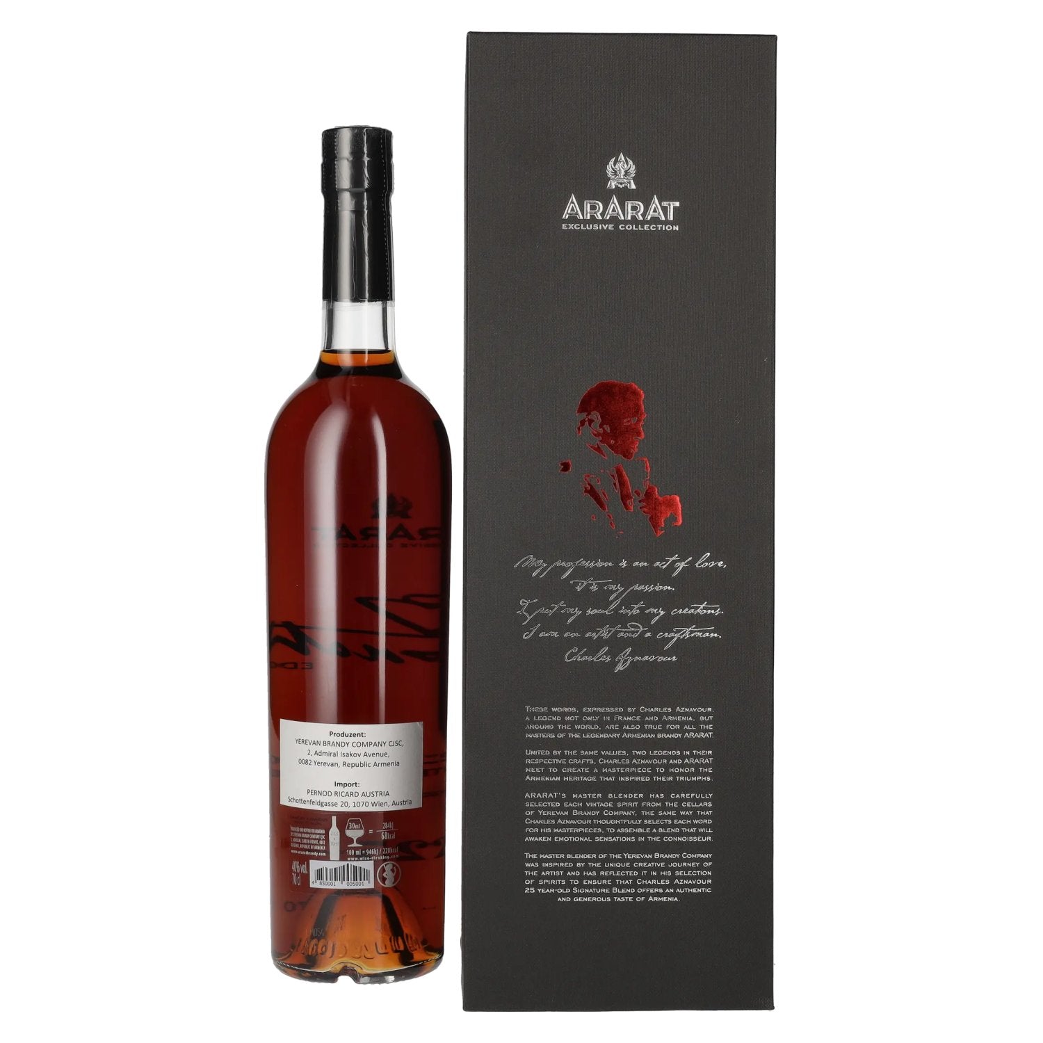 Ararat 25 ans Charles Aznavour Signature Blend 40% vol. 0,7l en coffret cadeau