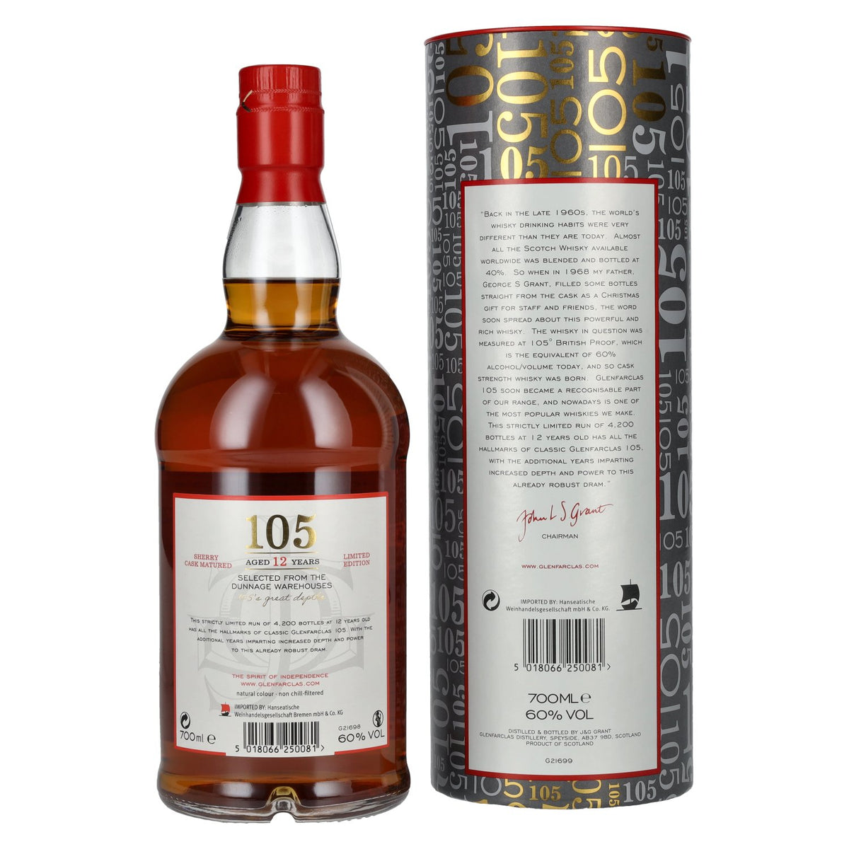 Glenfarclas 105 12 Years Old Highland Single Malt The Hourglass Limited Edition 60% ABV 0.7l in a gift box