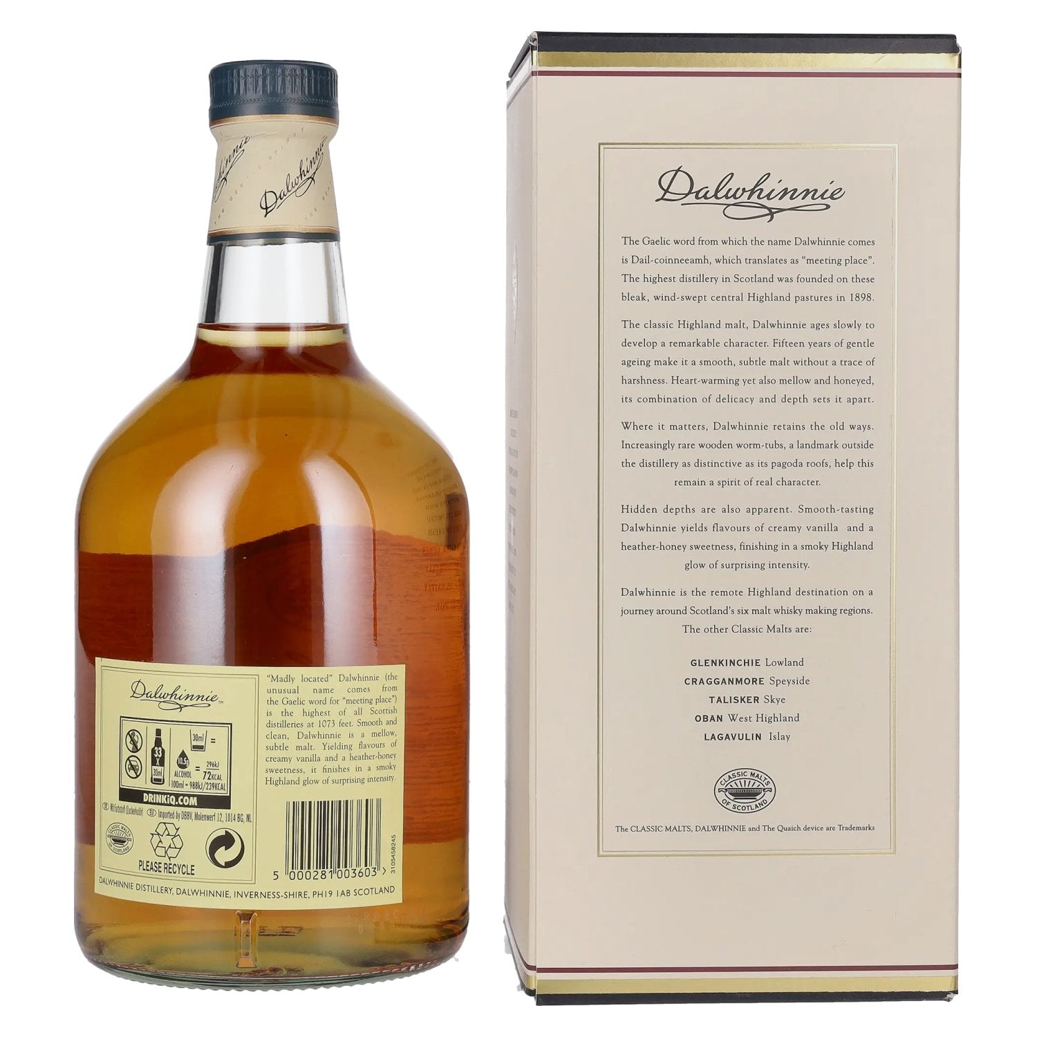 Dalwhinnie 15 Years Old Highland Single Malt Scotch Whisky 43% Vol. 1l in Geschenkbox