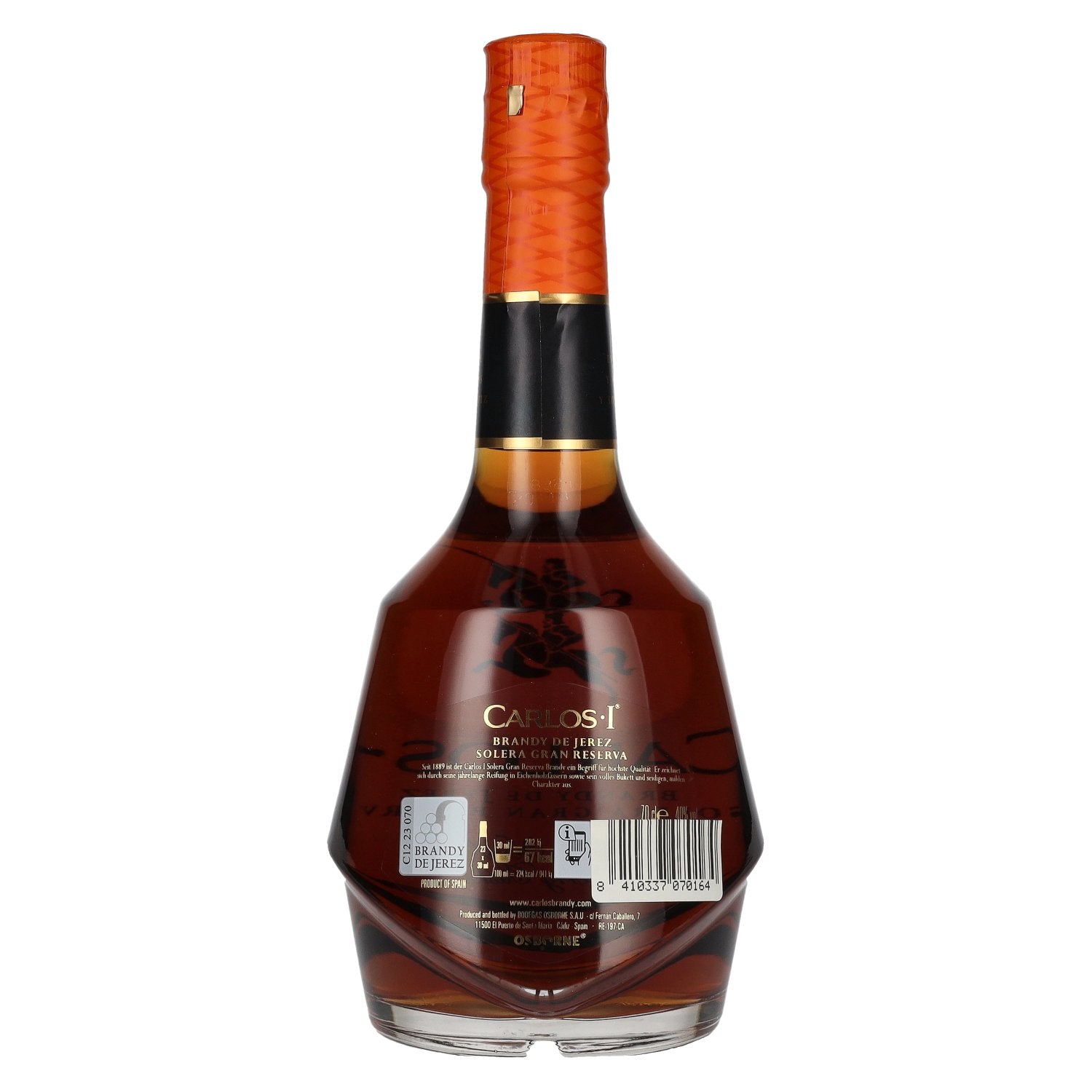 Brandy Carlos I Solera Gran Reserva, vieilli en fûts de xérès, 40 % vol., 0,7 l