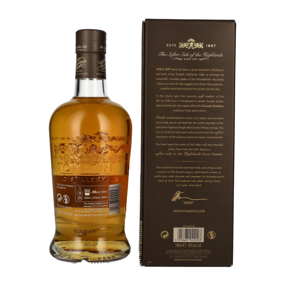 Whisky écossais single malt Tomatin Legacy Highland, 43 % vol., 0,7 l, dans un coffret cadeau