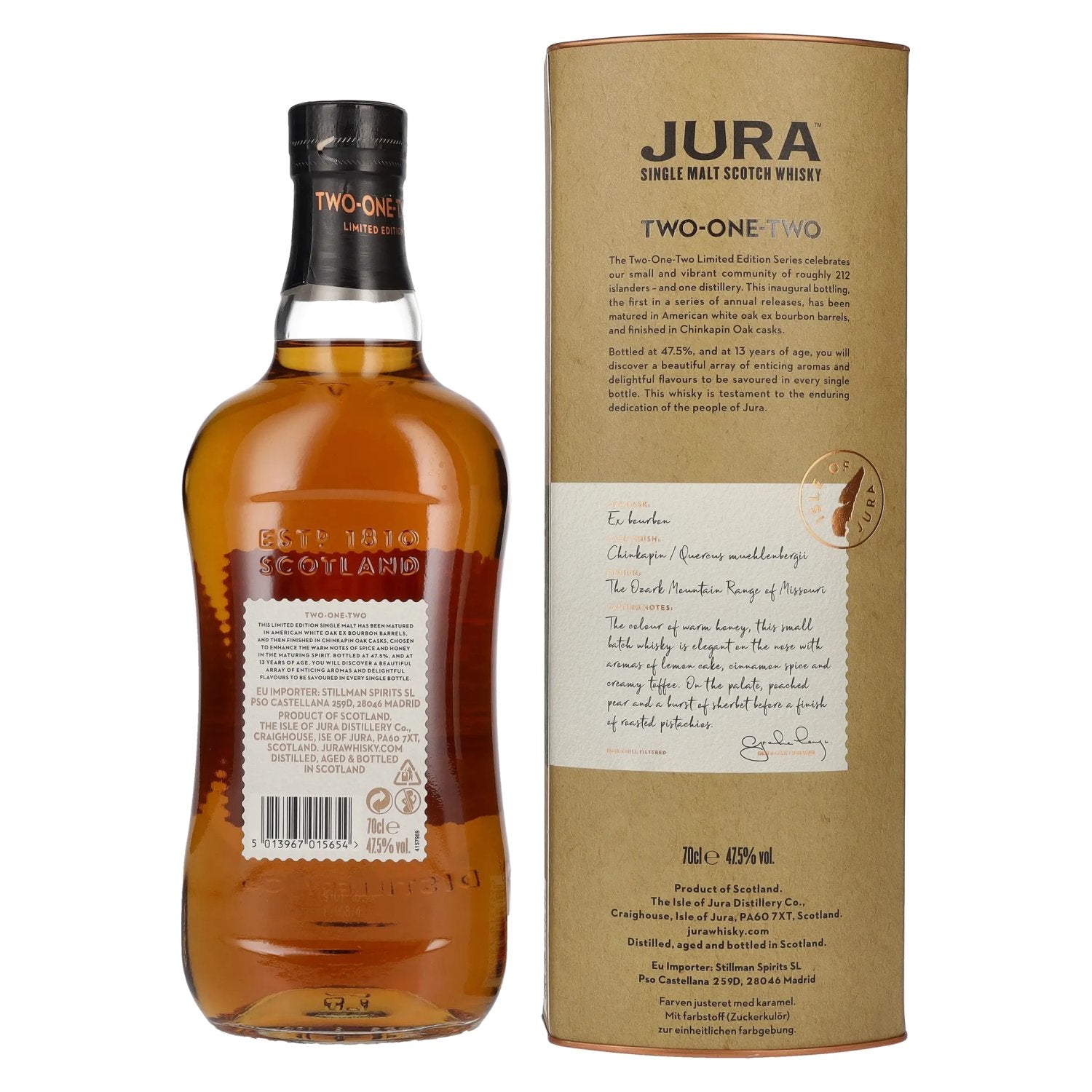 Jura 13 Years Old TWO ONE TWO Single Malt Scotch Whisky 47,5% Vol. 0,7l in Geschenkbox