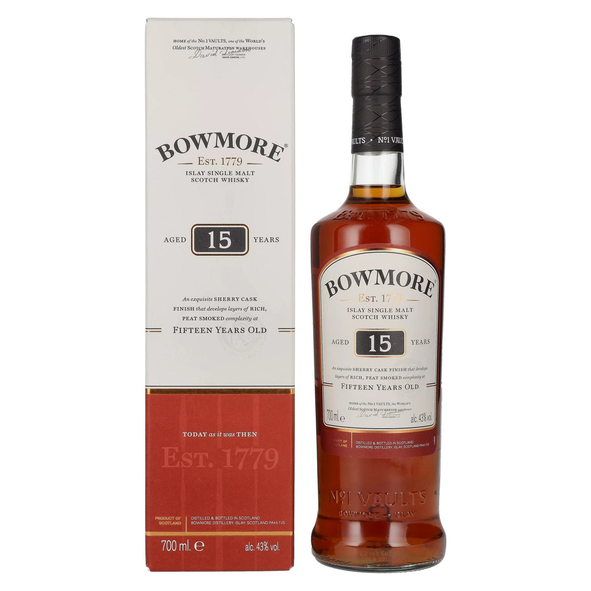 Bowmore 15 Years Old Islay Single Malt 43% Vol. 0,7l in geschenkverpakking