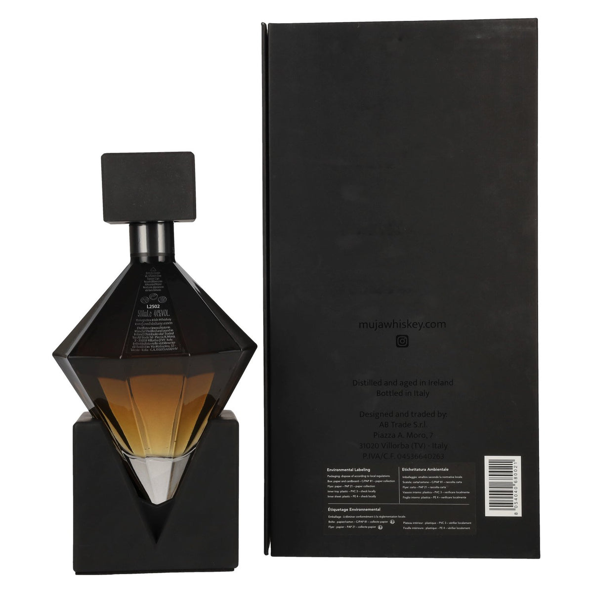 Muja Rosapetra Blended Irish Whiskey 44% Vol. 0,5l in geschenkverpakking