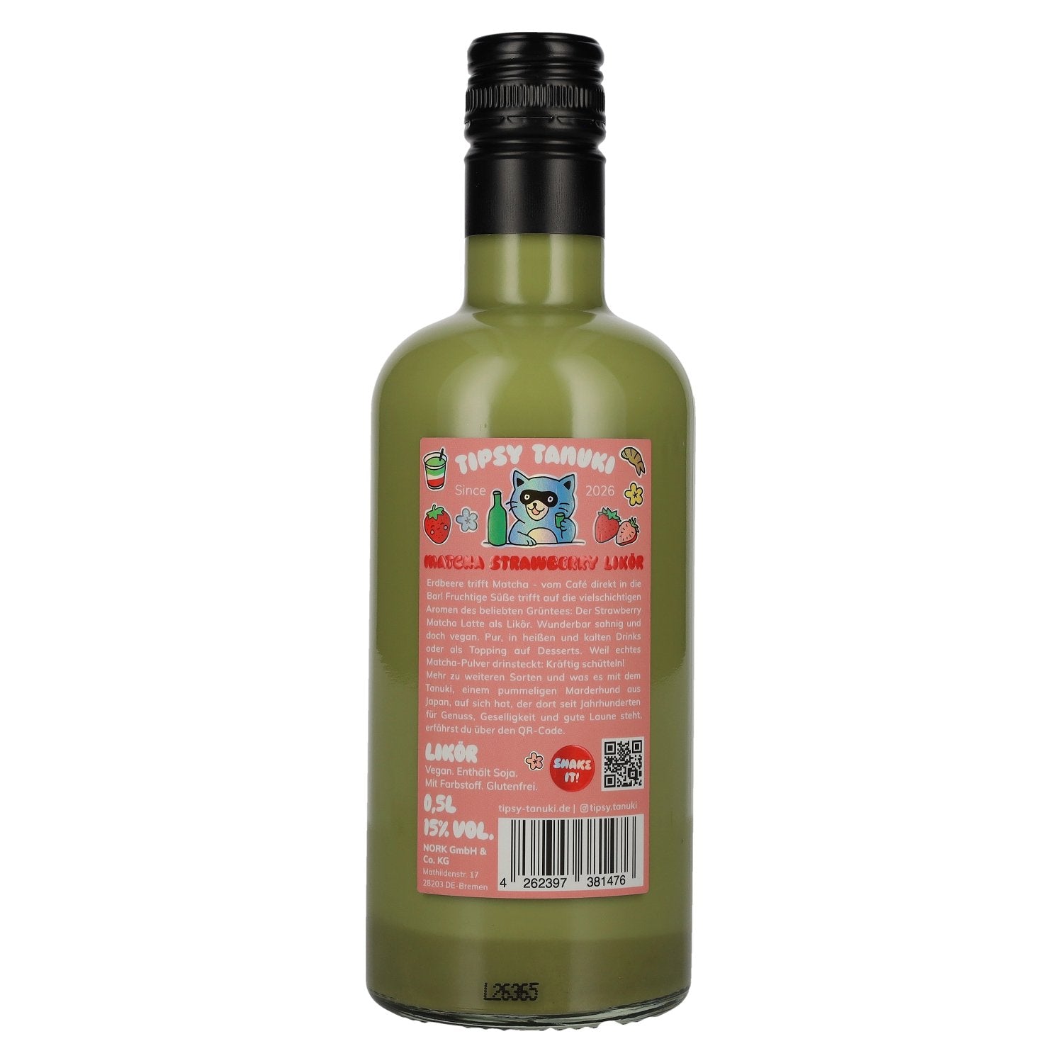 Tipsy Tanuki Matcha Strawberry Likör 15% Vol. 0,5l