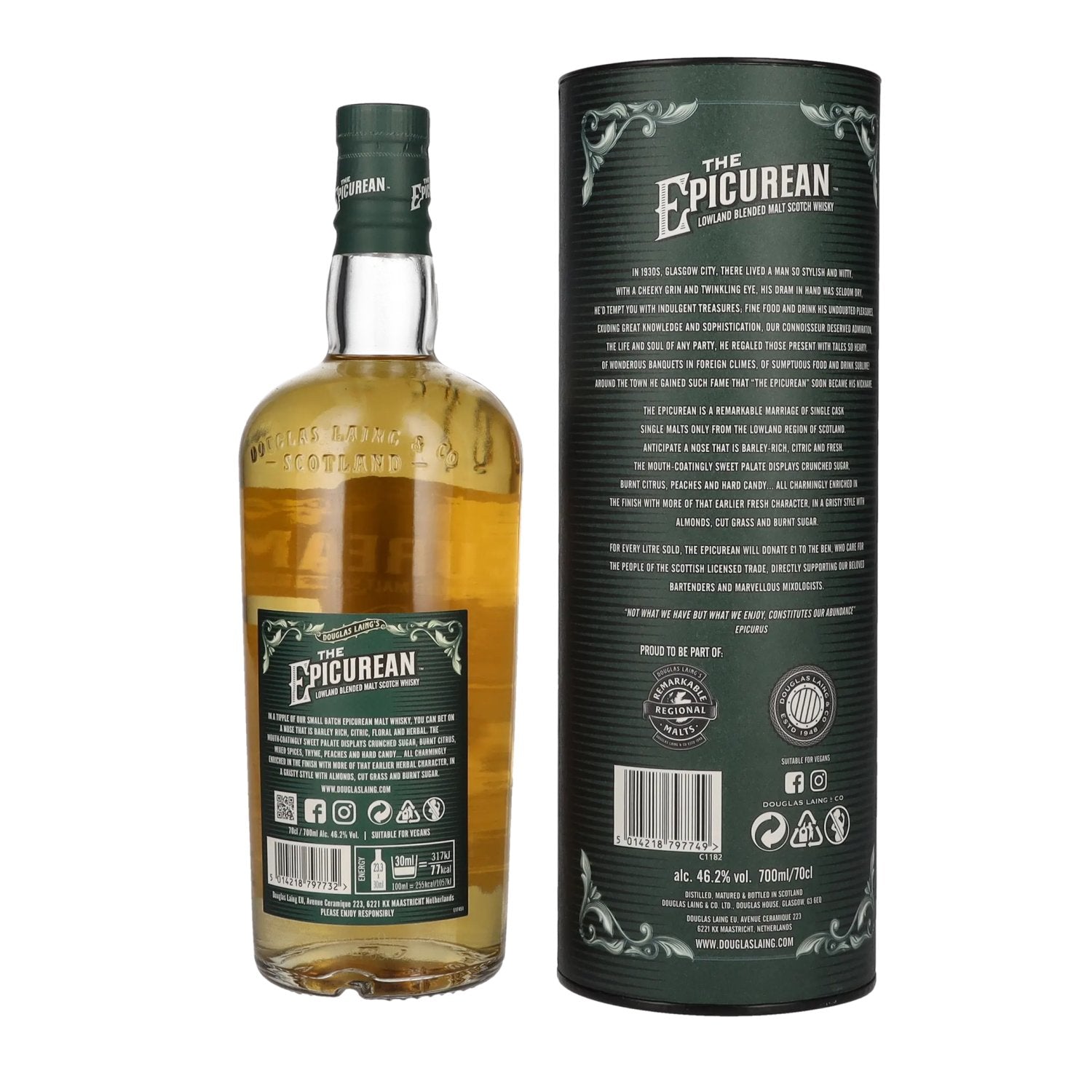 Douglas Laing THE EPICUREAN Lowland Blended Malt 46,2% Vol. 0,7l en coffret cadeau