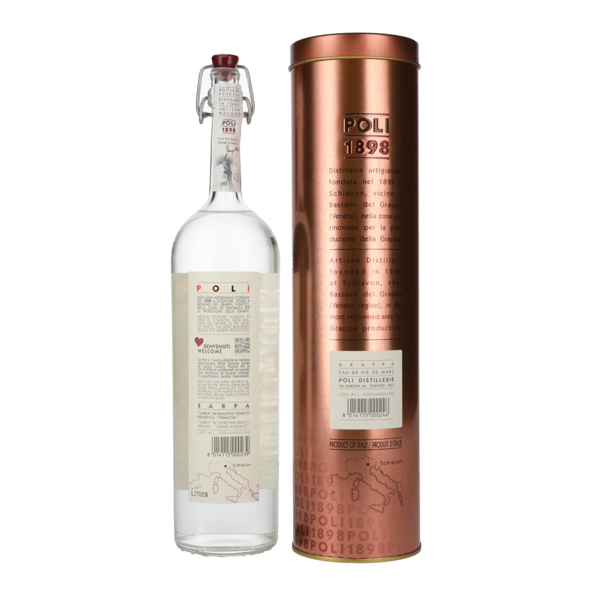 Poli Grappa Sarpa di Poli 40% Vol. 0,7l in Tinbox