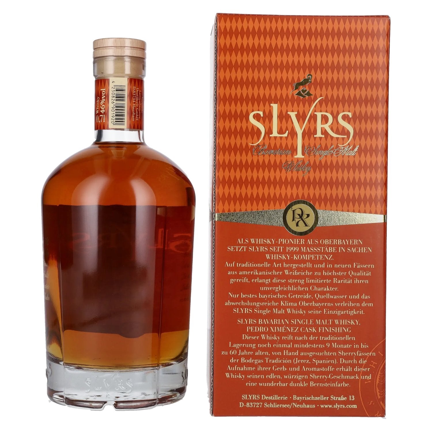 Slyrs Single Malt Whisky Pedro Ximénez Cask Finish 46% Vol. 0,7l en boîte cadeau