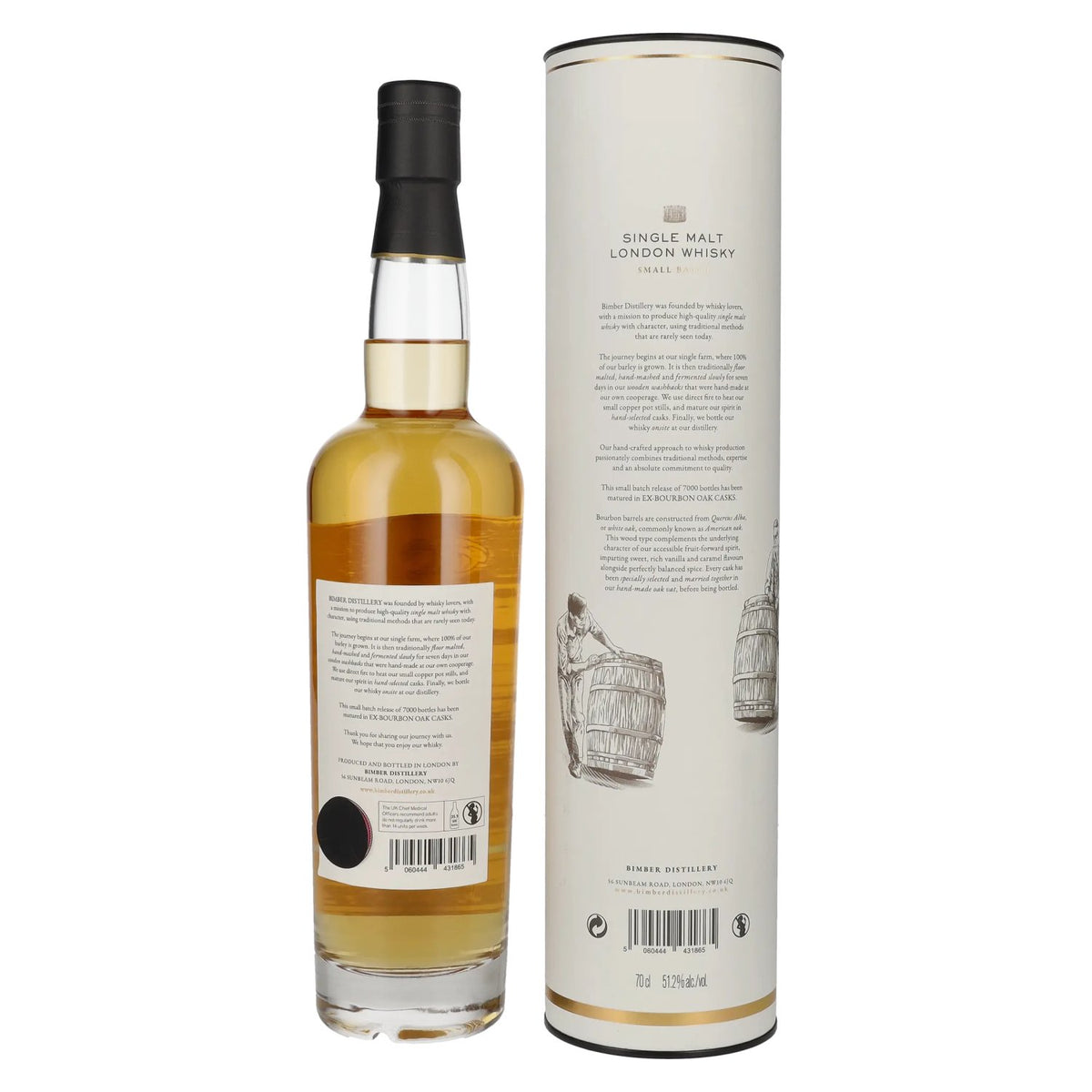 Bimber EX-BOURBON Oak Casks Single Malt London Whisky Batch No. 4 51,2% Vol. 0,7l in Geschenkbox