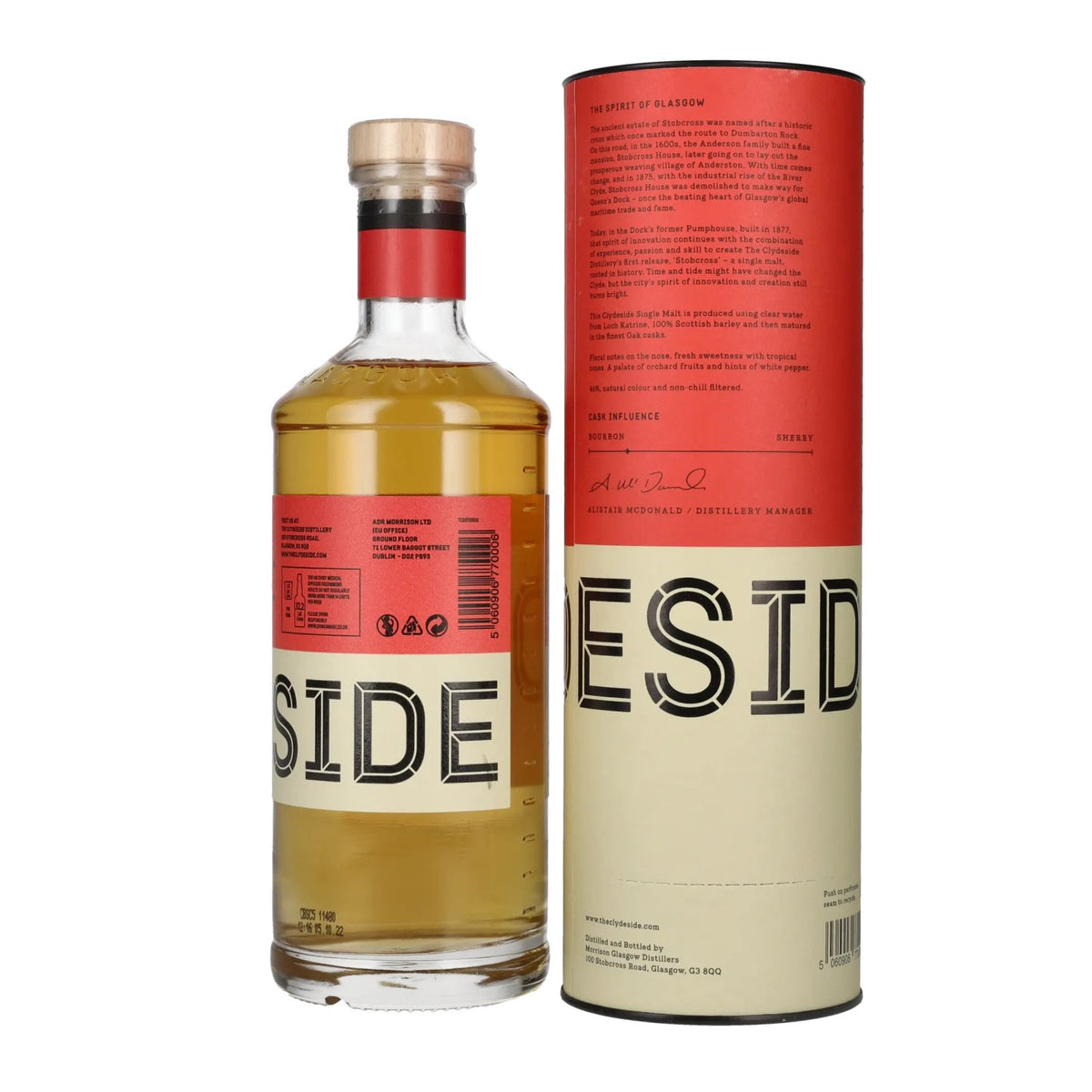 Clydeside STOBCROSS Lowland Single Malt 46 % vol., 0,7 l, dans un coffret cadeau