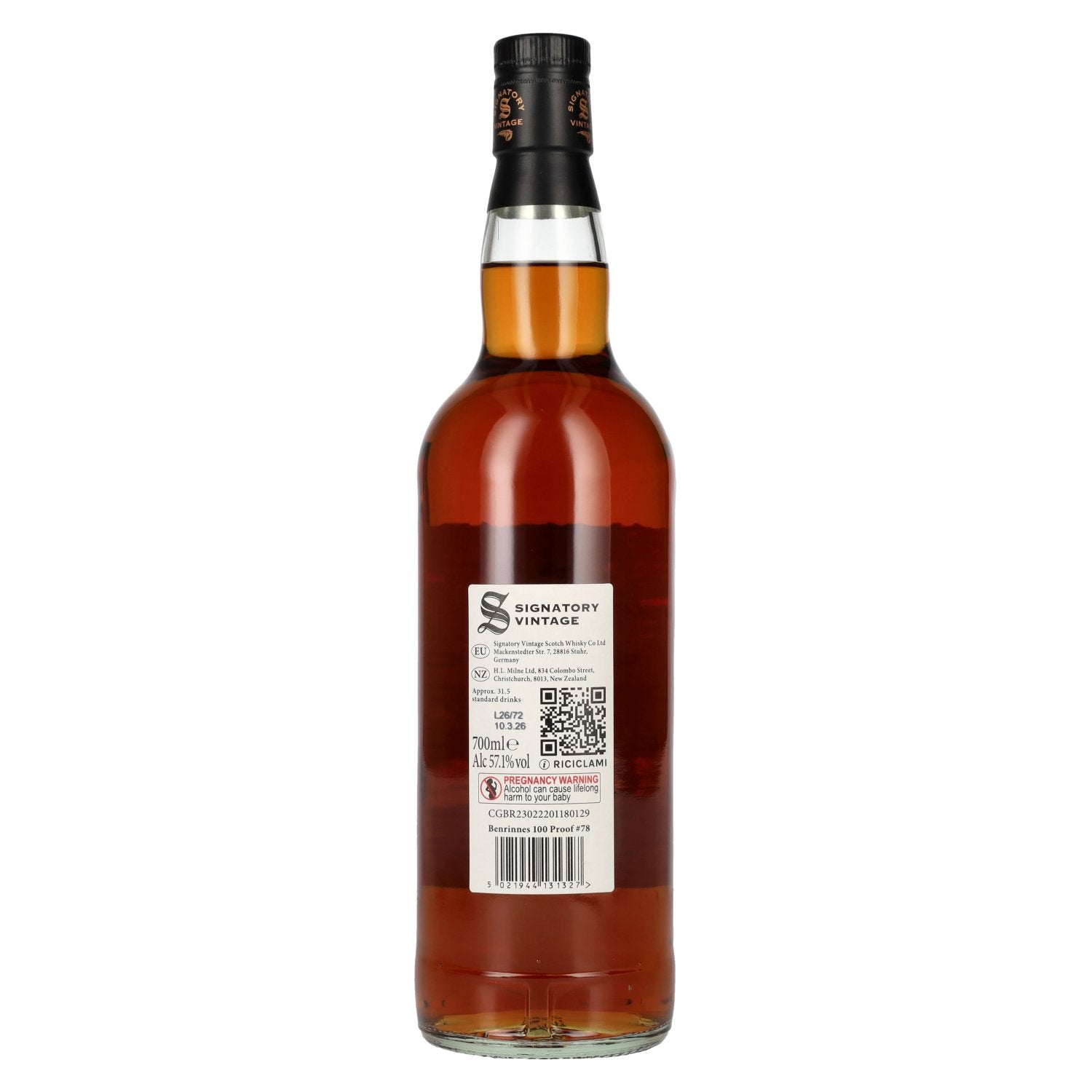 Signatory Vintage 100 Proof Edition BENRINNES 13 Years Old Single Malt #78 2012 57,1% Vol. 0,7l