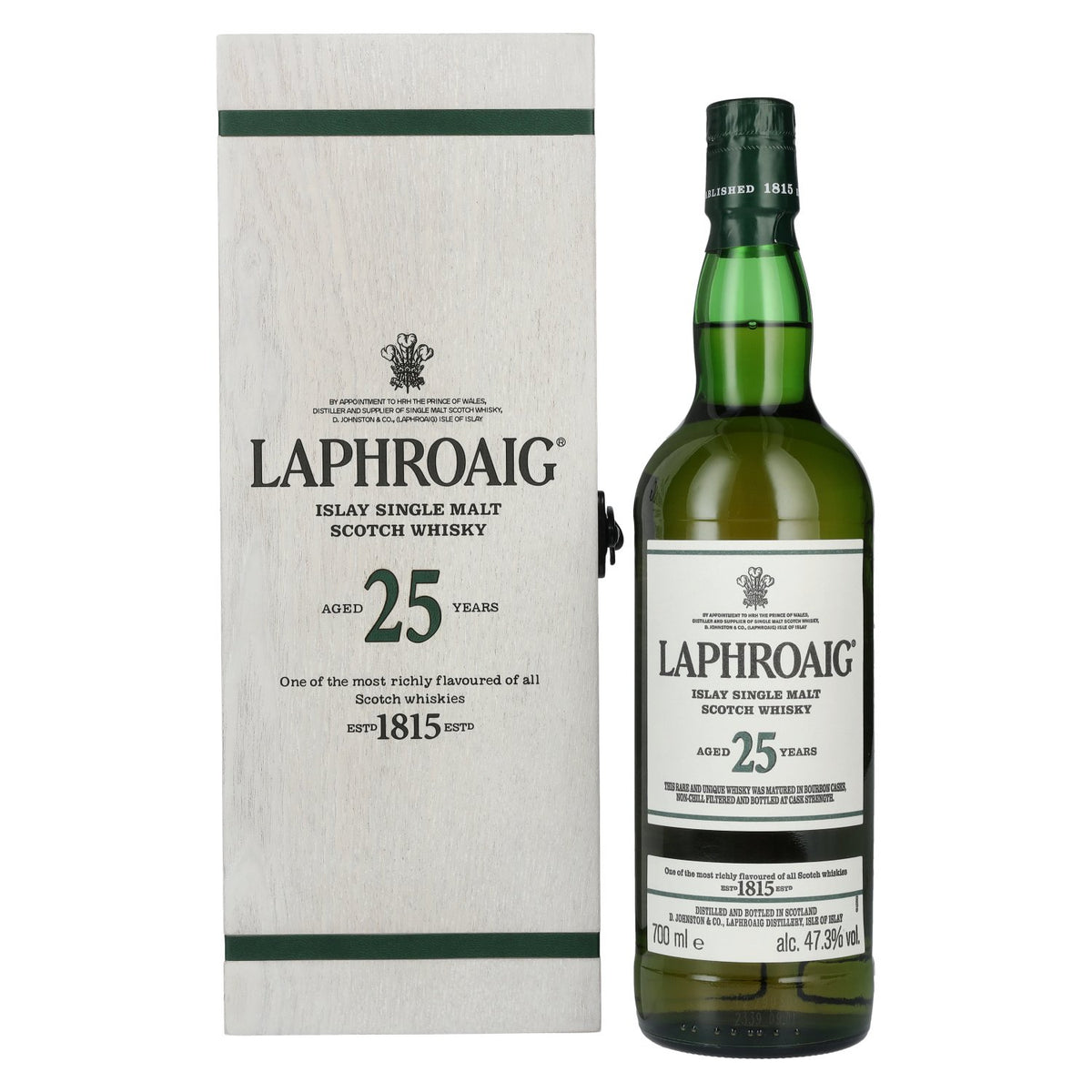 Laphroaig 25 Years Old Islay Single Malt Scotch Whisky 2023 47,3% vol. 0,7 l in houten kist