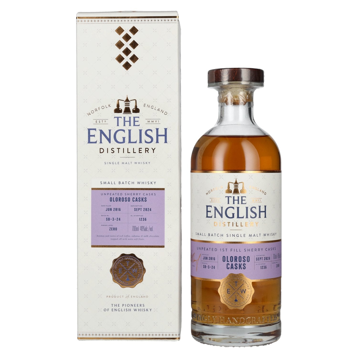 The English Distillery Oloroso Casks Small Batch Single Malt Whisky 46% Vol. 0,7l en coffret cadeau
