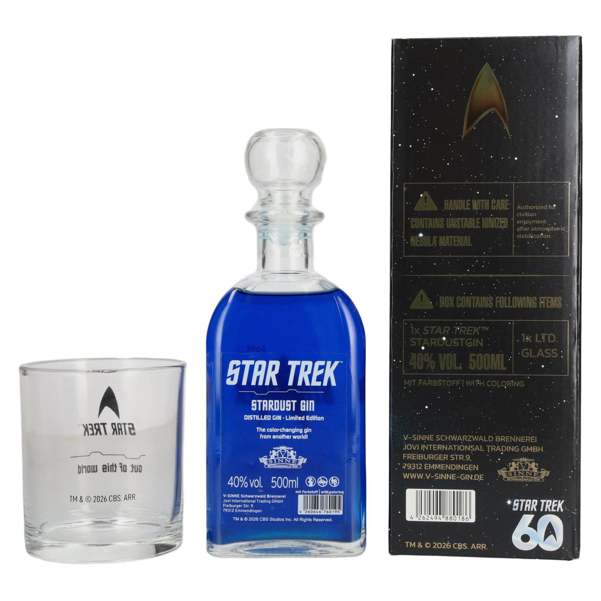 V-Sinne Schwarzwald STAR TREK Stardust Gin 40% Vol. 0,5l in Geschenkbox mit Glas