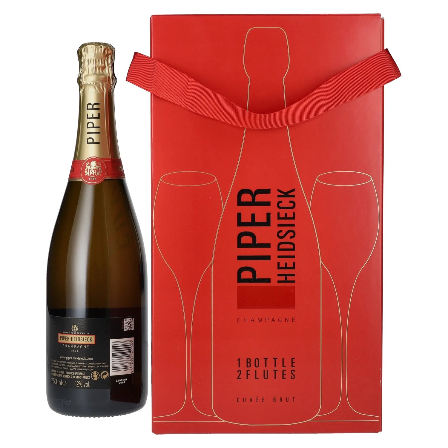 Piper-Heidsieck Champagne CUVÉE BRUT 12% vol. 0,75l en coffret cadeau avec 2 verres