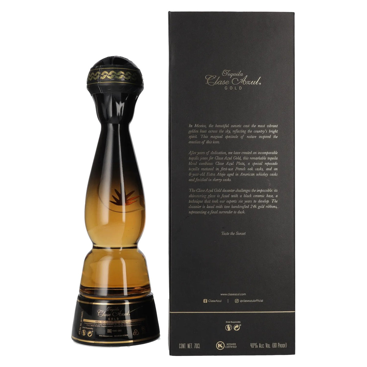 Clase Azul GOLD 100% Agave Tequila 40% Vol. 0,7l in geschenkverpakking
