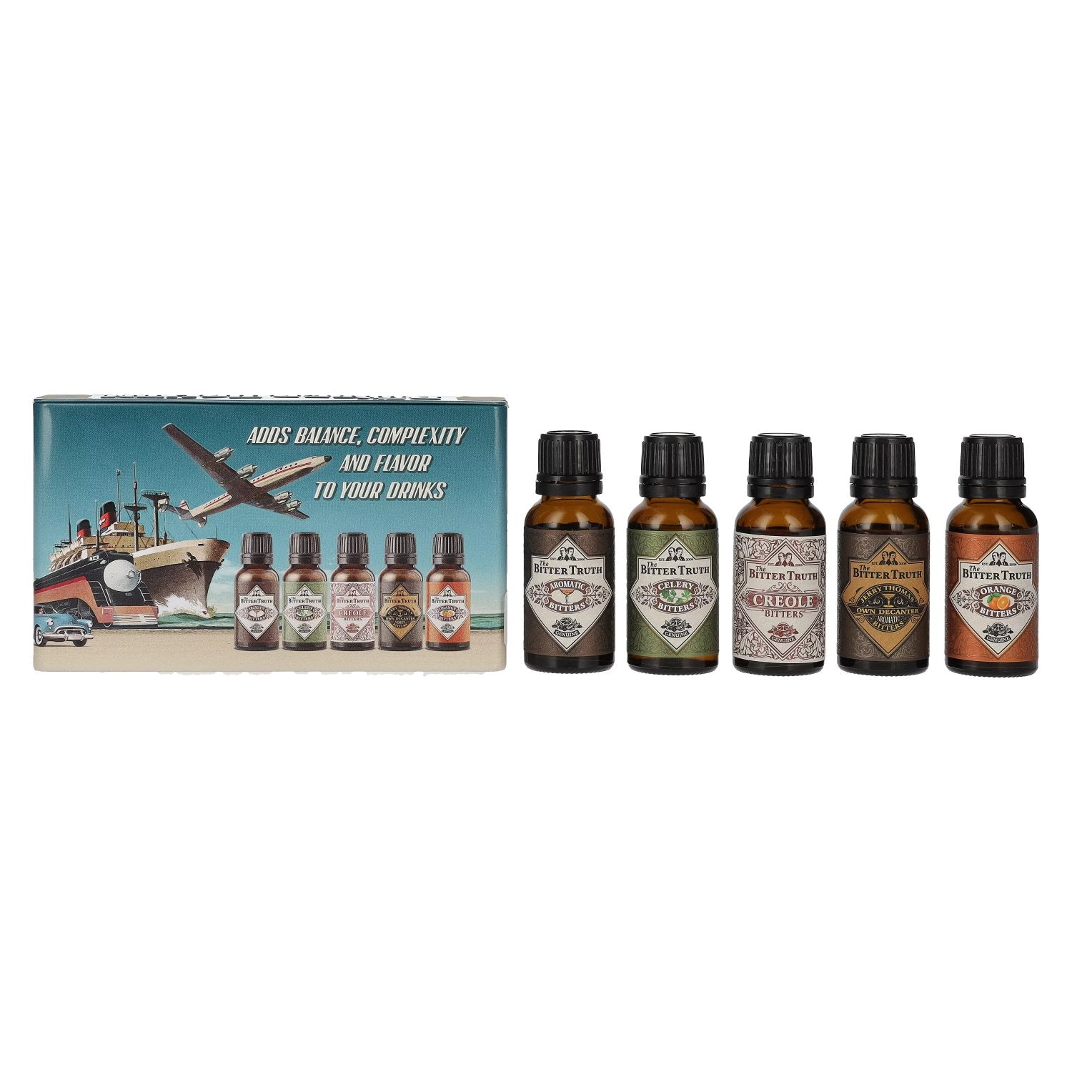The Bitter Truth Cocktail Bitters Traveler's Set 38,2% vol. 5 x 0,02 l in blikken doos