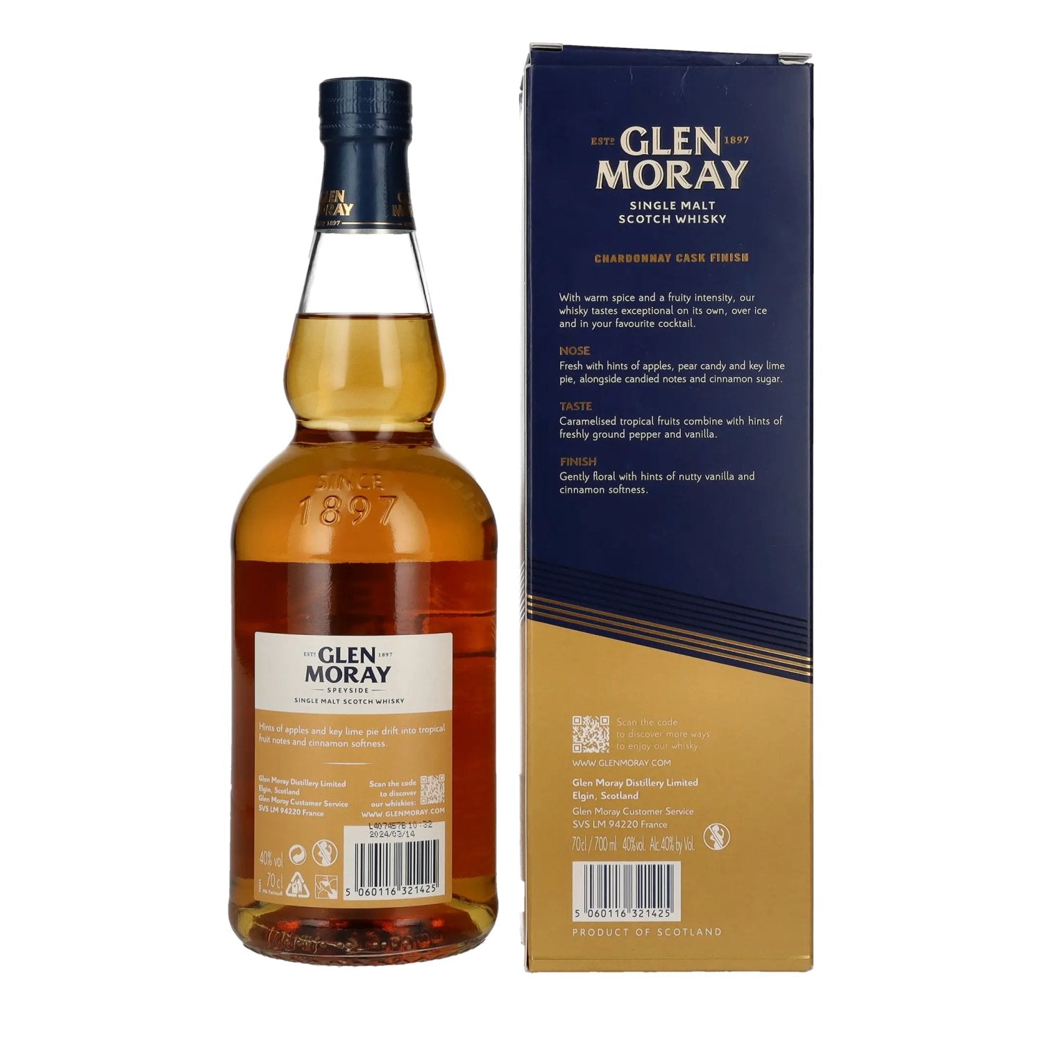 Glen Moray Elgin Classic Chardonnay Cask Finish 40% Vol. 0,7l in gift box