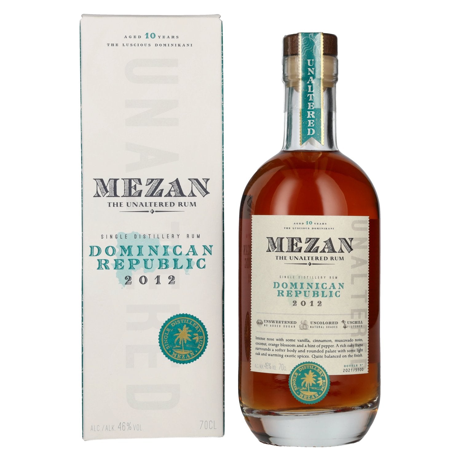 Mezan The Unaltered Rum Dominican Republic 2012 46% Vol. 0,7l in gift box