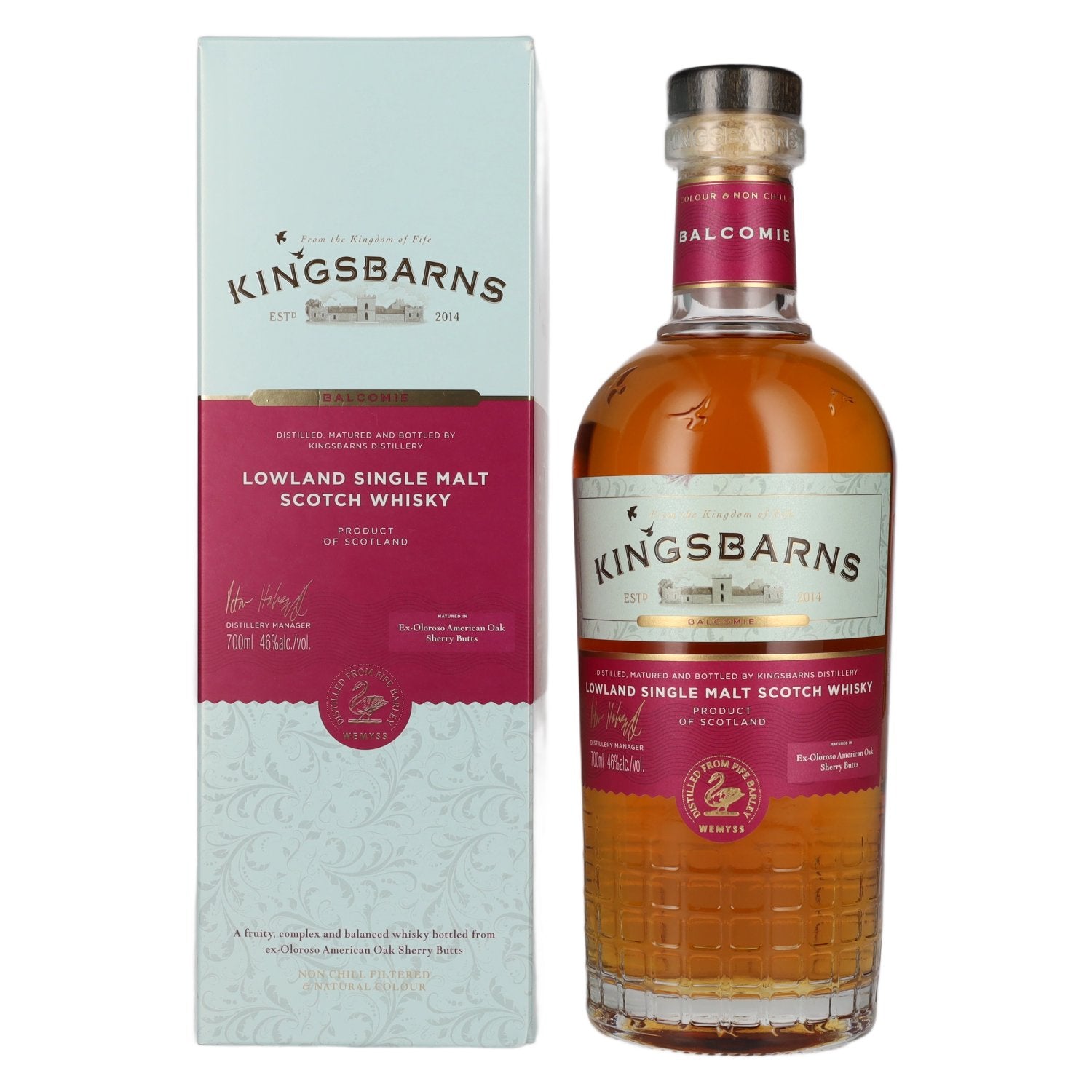 Kingsbarns BALCOMIE Lowland Single Malt Scotch Whisky 46% ABV, 0.7 litres, in a gift box